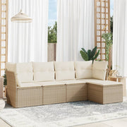 Loungeset 5-delig poly rattan beige