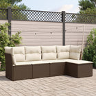 5-delige Loungeset met kussens poly rattan bruin 1 Bruin en crème