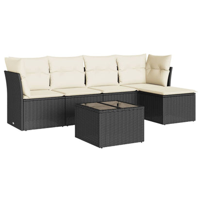 6-Delige Loungeset Met Kussens Poly Rattan Zwart