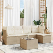 Loungeset 6-delig poly rattan beige