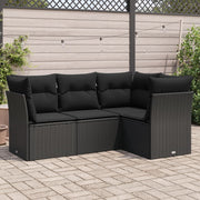 Loungeset 4-delig poly rattan zwart