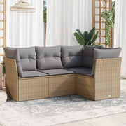 Loungeset 4-delig poly rattan beige