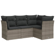 Loungeset 4-delig poly rattan grijs
