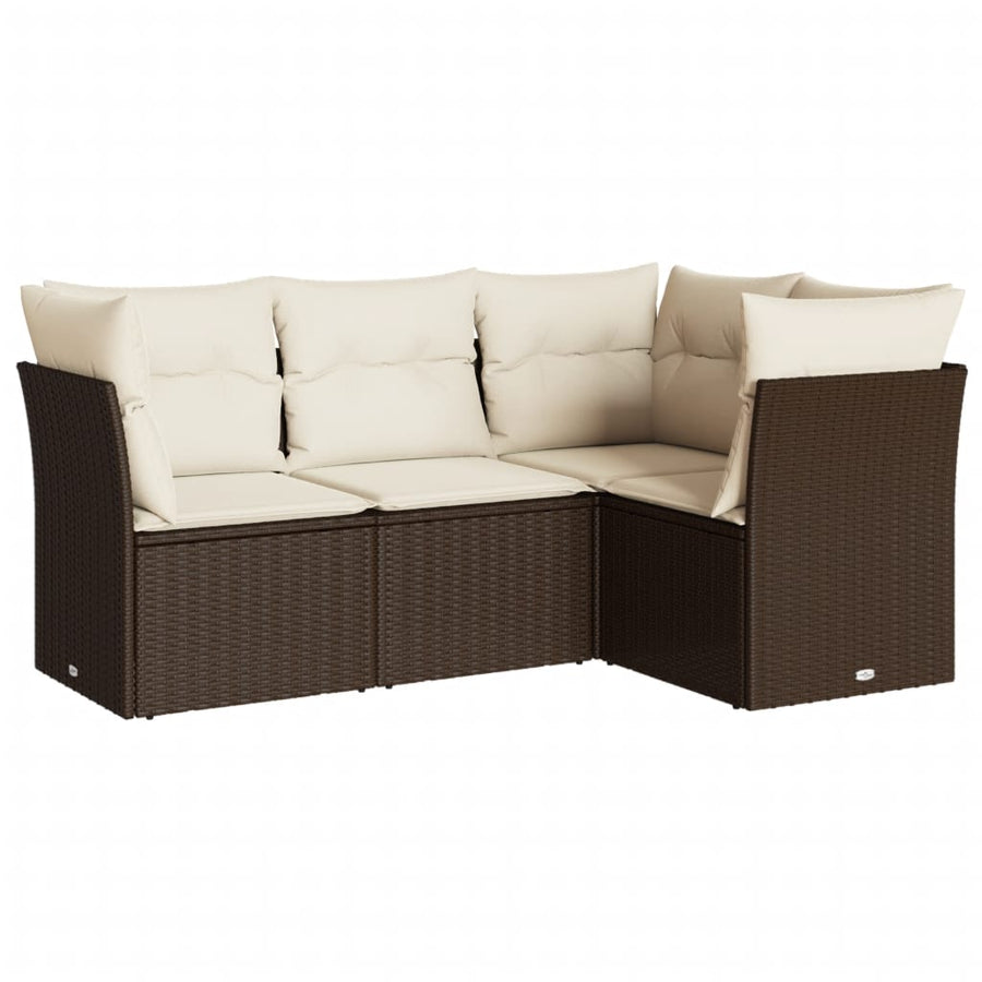 4-Delige Loungeset Met Kussens Poly Rattan Bruin