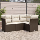 4-Delige Loungeset Met Kussens Poly Rattan Bruin