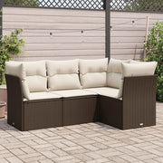 Loungeset poly rattan bruin 4-delig