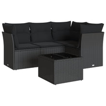 5-Delige Loungeset Met Kussens Poly Rattan Zwart
