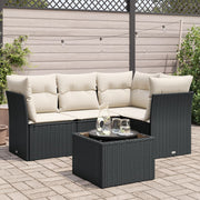 5-Piece Loungeset with Cushions Poly Rattan Black