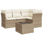 5-piece Lounge Set with Cushions Poly Rattan Beige