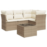 Loungeset 5-delig poly rattan beige