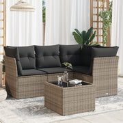Loungeset 5-delig poly rattan grijs