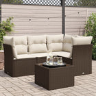 5-Piece Lounge Set with Cushions Poly Rattan Brown