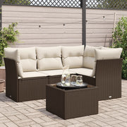 Loungeset poly rattan 5-delig bruin