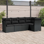 Loungeset 5-delig poly rattan zwart