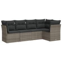 5-Delige Loungeset Met Kussens Poly Rattan Grijs