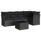 6-piece Lounge Set with cushions poly rattan black