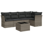Loungeset 6-delig poly rattan grijs