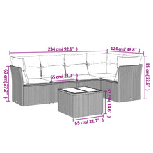6-Delige Loungeset Met Kussens Poly Rattan Grijs