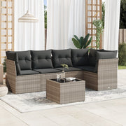 6-piece Lounge Set with cushions poly rattan light grey