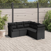 Loungeset 5-delig poly rattan zwart