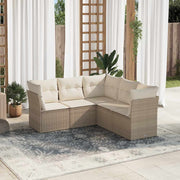Loungeset 5-delig poly rattan beige