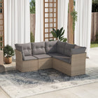 5-Delige Loungeset Met Kussens Poly Rattan Beige