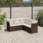 Loungeset 5-delig poly rattan bruin met kussens