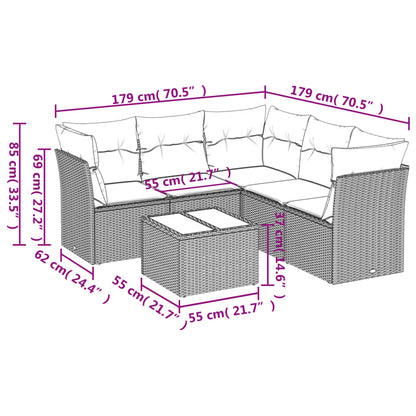 6-Delige Loungeset Met Kussens Poly Rattan Zwart