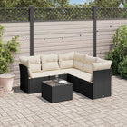 6-piece Lounge Set with cushions poly rattan black