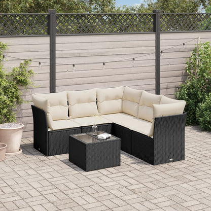 6-Delige Loungeset Met Kussens Poly Rattan Zwart