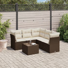 6-piece Lounge Set with Cushions Poly Rattan Brown