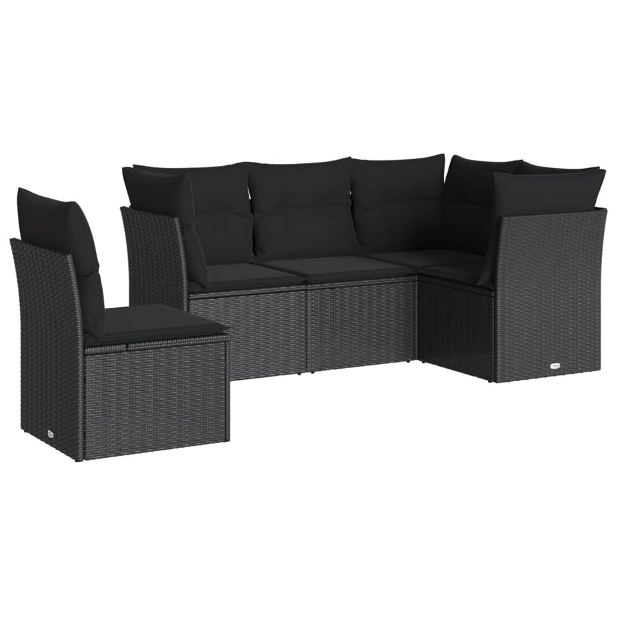 5-Delige Loungeset Met Kussens Poly Rattan Zwart