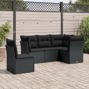Loungeset 5-delig poly rattan zwart