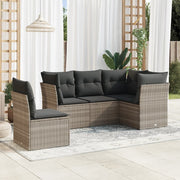 Loungeset 5-delig poly rattan lichtgrijs