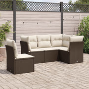 Loungeset 5-delig poly rattan bruin