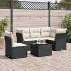 6-piece Lounge Set with cushions poly rattan black