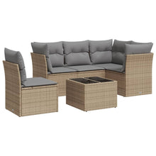 6-Delige Loungeset Met Kussens Poly Rattan Beige