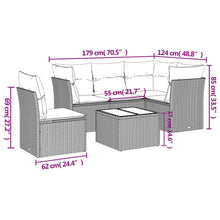 6-Delige Loungeset Met Kussens Poly Rattan Grijs