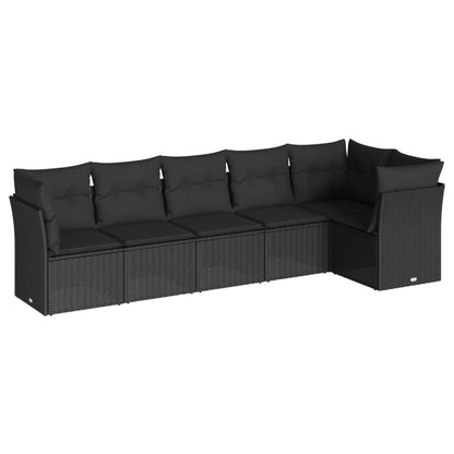 6-Delige Loungeset Met Kussens Poly Rattan Zwart Zonder tafel