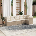 6-Delige Loungeset Met Kussens Poly Rattan Beige beige and cream Zonder tafel