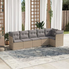 6-Delige Loungeset Met Kussens Poly Rattan Beige en grijs Zonder tafel