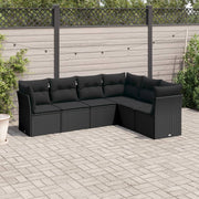 Loungeset 6-delig poly rattan zwart