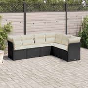 Loungeset 6-delig poly rattan zwart