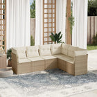 6-Delige Loungeset Met Kussens Poly Rattan Beige beige and cream Zonder tafel