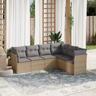 Loungeset poly rattan 6-delig beige
