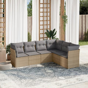 Loungeset poly rattan 6-delig beige