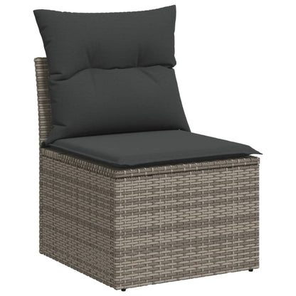 6-delige Loungeset met kussens poly rattan Grijs Zonder tafel