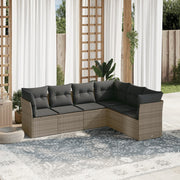 Loungeset 6-delig poly rattan grijs