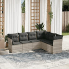 6-piece Lounge Set with cushions poly rattan light grey