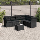 7-delige Loungeset met kussens poly rattan zwart 1 Zwart